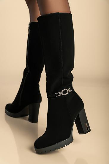 Elegantne čizme na visoku petu, crne